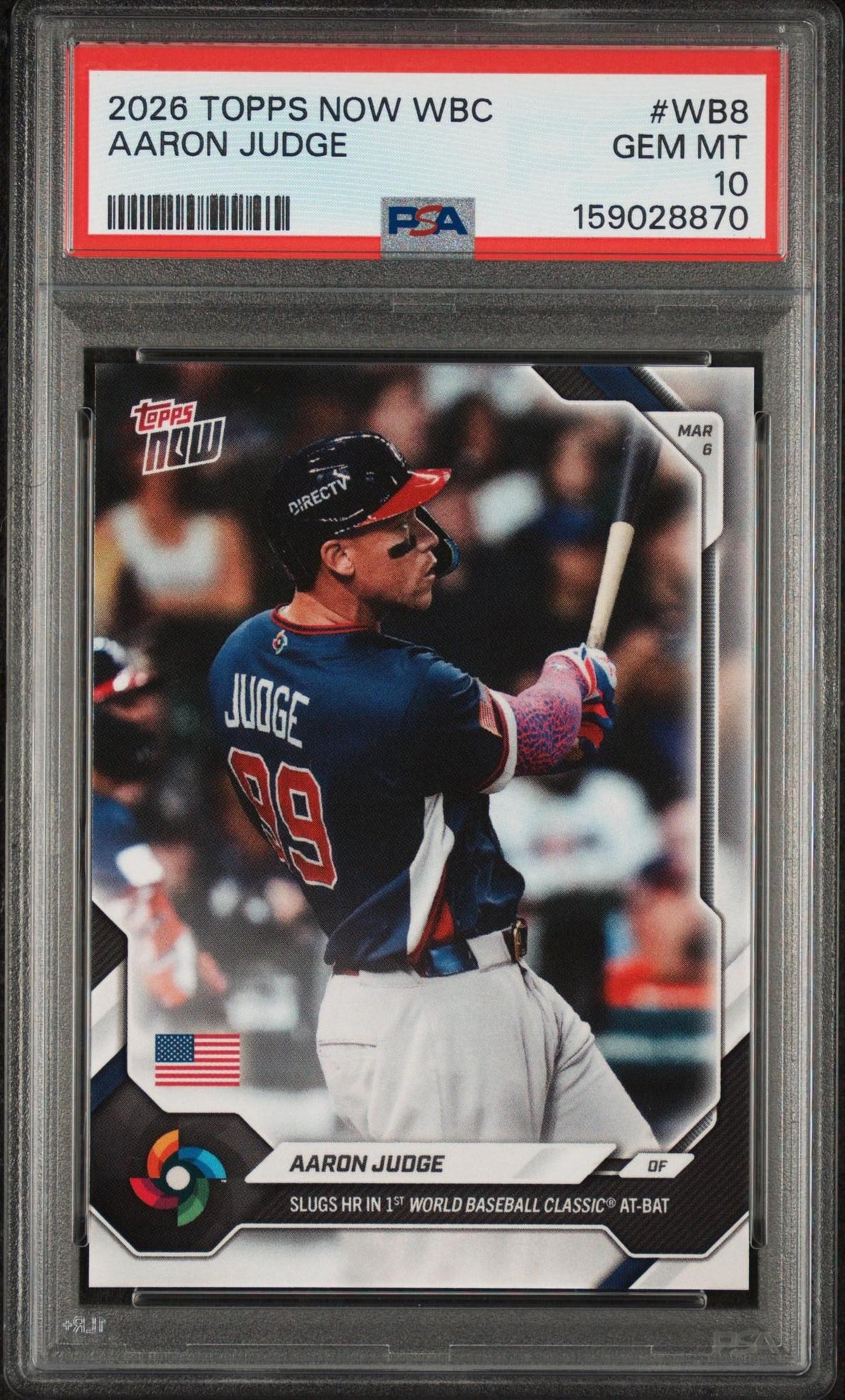 2026 TOPPS NOW WORLD BASEBALL CLASSIC WB8 - AARON JUDGE PSA 10