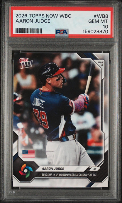 2026 TOPPS NOW WORLD BASEBALL CLASSIC WB8 - AARON JUDGE PSA 10