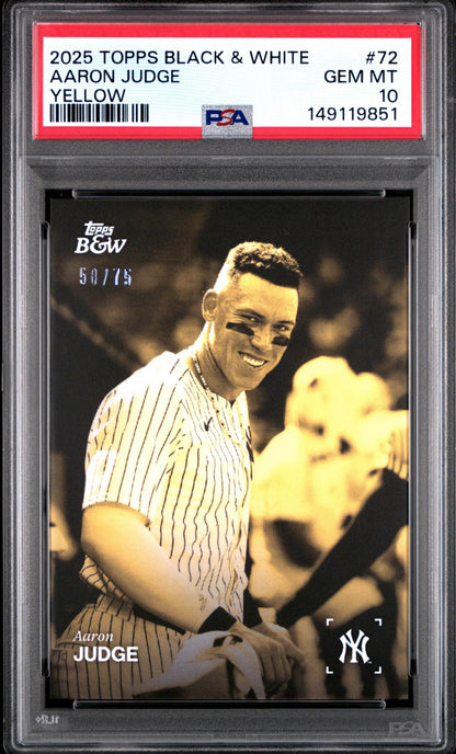 2025 Topps Black & Yellow Aaron Judge #72 Yellow /75 PSA 10