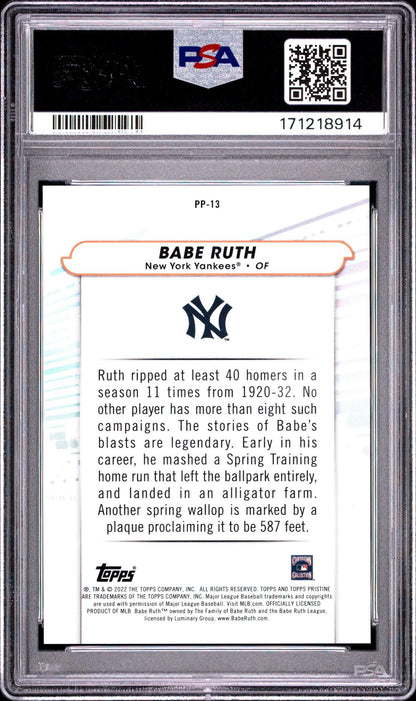 2022 TOPPS PRISTINE PURE POWER PP-13 BABE RUTH PSA 10