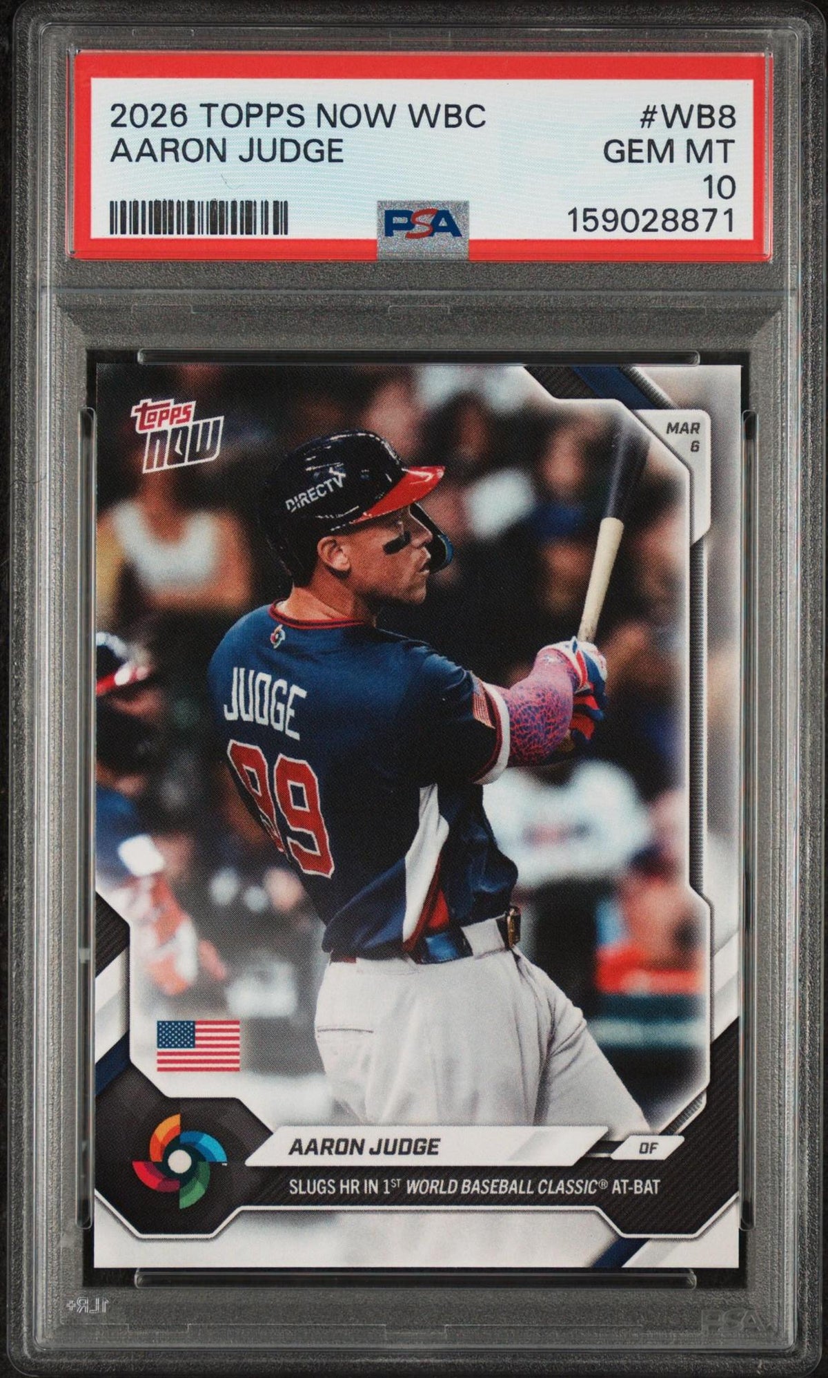 2026 TOPPS NOW WORLD BASEBALL CLASSIC #WB8 AARON JUDGE PSA 10