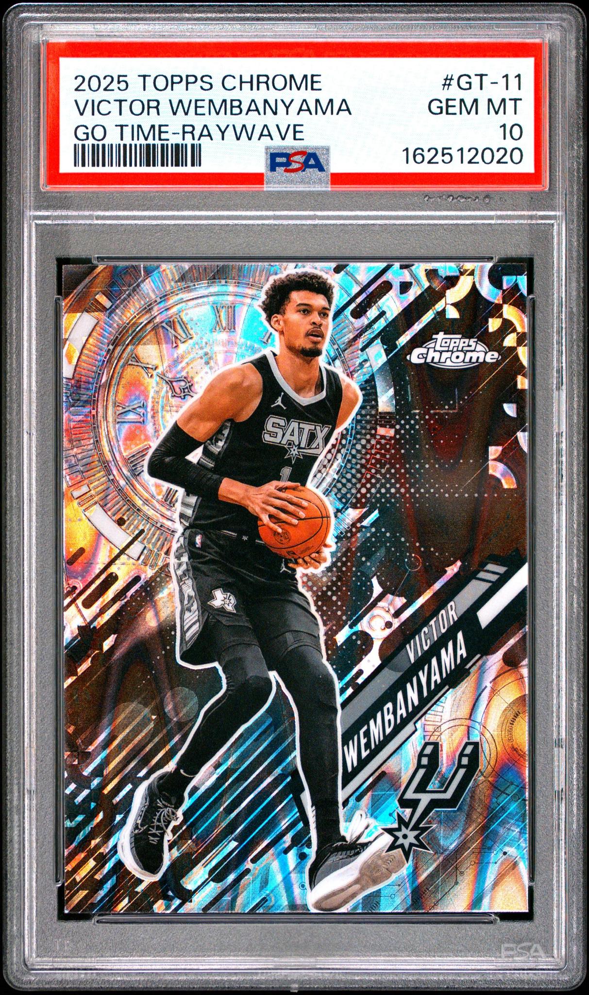 2025 TOPPS CHROME GO TIME GT-11 VICTOR WEMBANYAMA RAYWAVE PSA 10