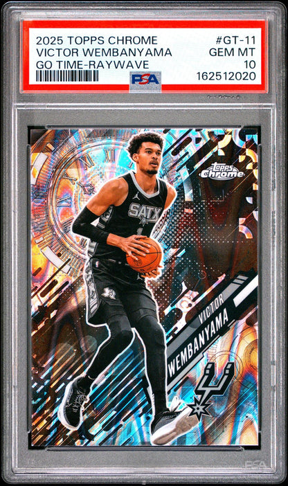 2025 TOPPS CHROME GO TIME GT-11 VICTOR WEMBANYAMA RAYWAVE PSA 10