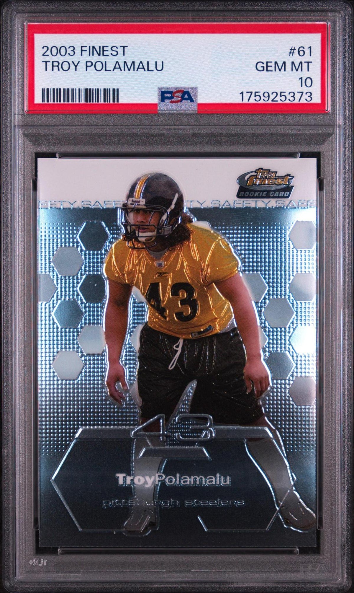 2003 FINEST #61 TROY POLAMALU PSA 10