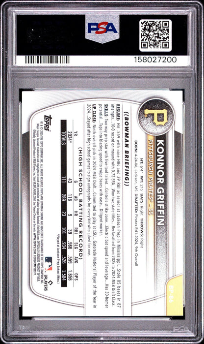 2025 BOWMAN PAPER PROSPECTS BP86 KONNOR GRIFFIN PSA 10