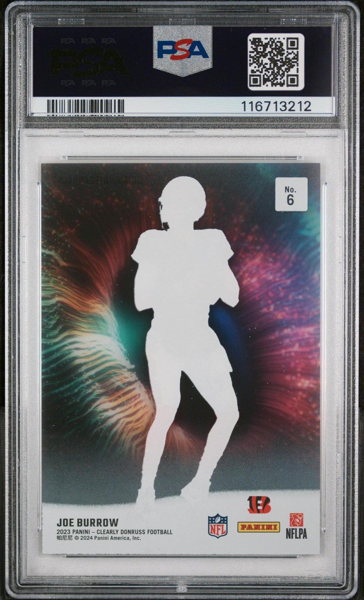 2023 Panini Clearly Donruss Night Moves 6 Joe Burrow PSA 10