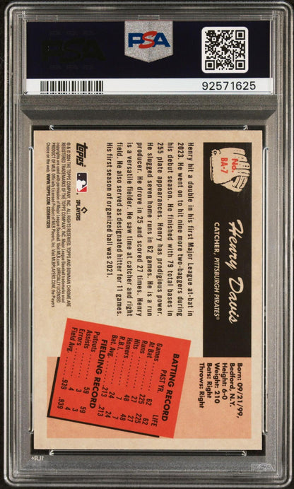 2024 BOWMAN 1955 BOWMAN ANIME BA7 HENRY DAVIS PSA 10