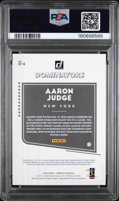 2020 Panini Donruss Dominators D4 Aaron Judge Silver PSA 10
