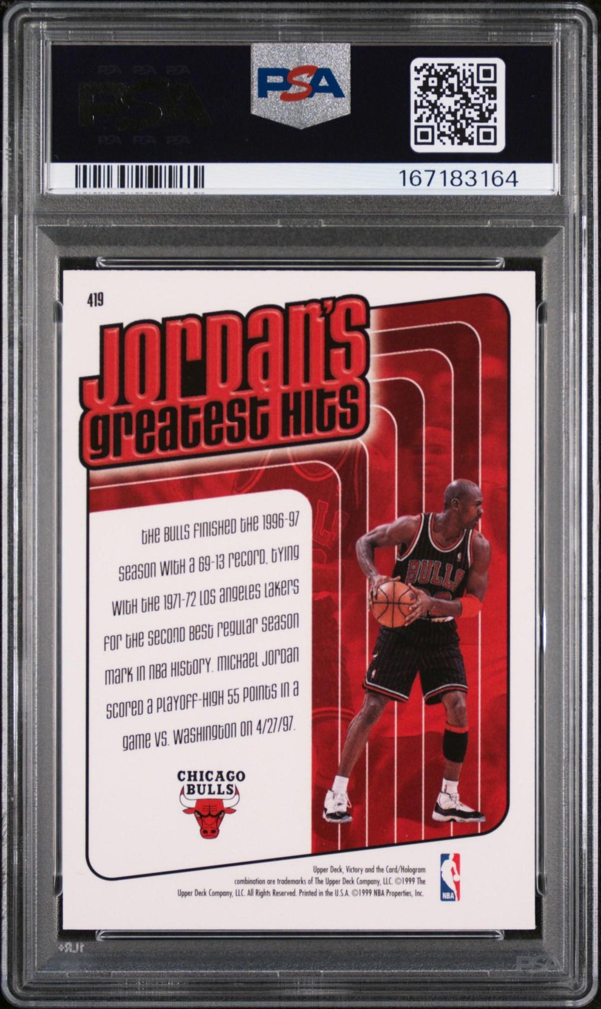 1999 UPPER DECK VICTORY 419 MICHAEL JORDAN PSA 10