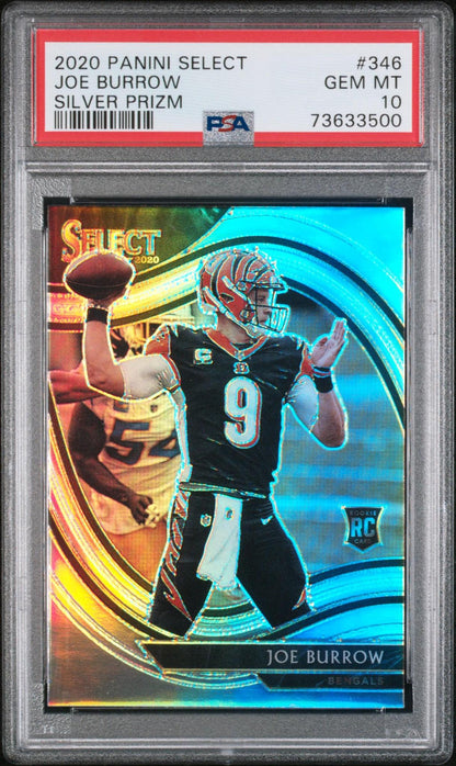 2020 Panini Select 346 Joe Burrow Silver Prizm PSA 10