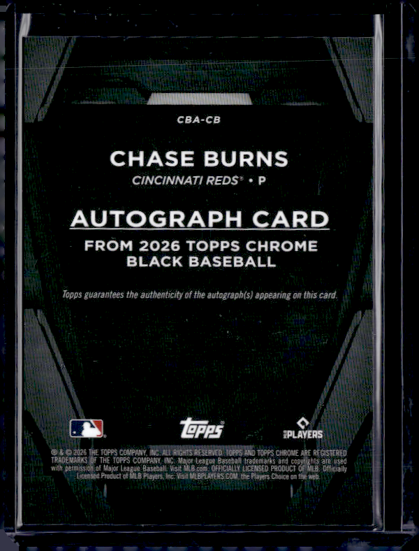 2026 Topps Chrome Black Chase Burns CBA-CB Rookie Auto Green /99