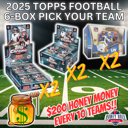 2x 2025 Topps Chrome Football Jumbo, 2x 2025 Topps Chrome Football Hobby, 2x 2026 Fanatics Under Wraps Mystery Autographed Replica Helmets - Pick Your Team Break #2040