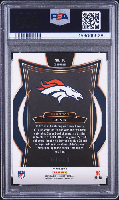 2024 Panini Select 30 Bo Nix Orange Shock PSA 10