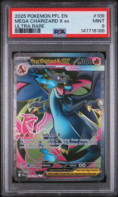 ME02: Phantasmal Flames #109/094 Mega Charizard X ex PSA 9