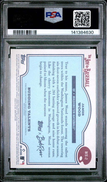 2025 TOPPS X BOB ROSS THE JOY OF BASEBALL BUDDING TALENTS BT-2 JAMES WOOD INDIAN YELLOW PSA 10