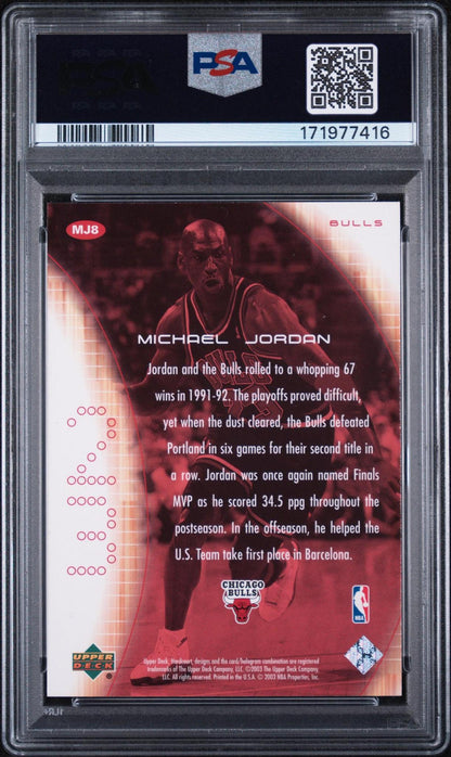 2003 UPPER DECK HARDCOURT HEART OF A CHAMPION MJ8 MICHAEL JORDAN PSA 10
