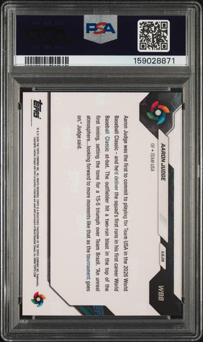 2026 TOPPS NOW WORLD BASEBALL CLASSIC #WB8 AARON JUDGE PSA 10