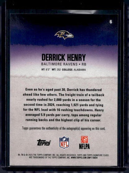 2025 Topps Signature Derek Henry #6 Autograph /275