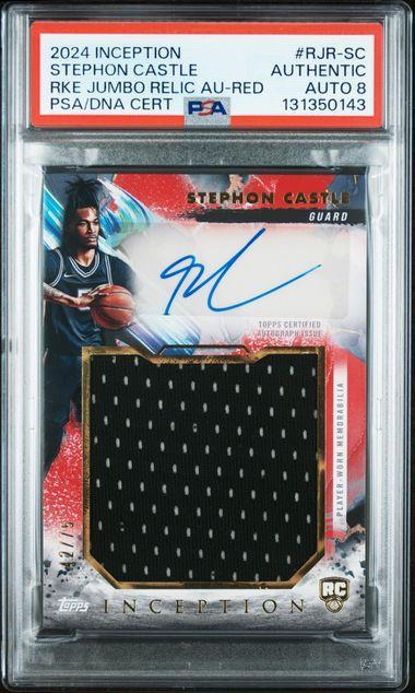 2024 Inception Stephon Castle RC Jumbo Relic AUTO Red /75 PSA Auto 8