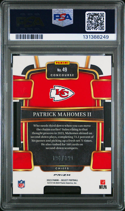 2023 Panini Select #49 Patrick Mahomes Ii Die-Cut White Prizm PSA 10