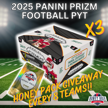 3x 2025 Panini Prizm Football Hobby & 7x Honey Packs - Pick Your Team Break #1437