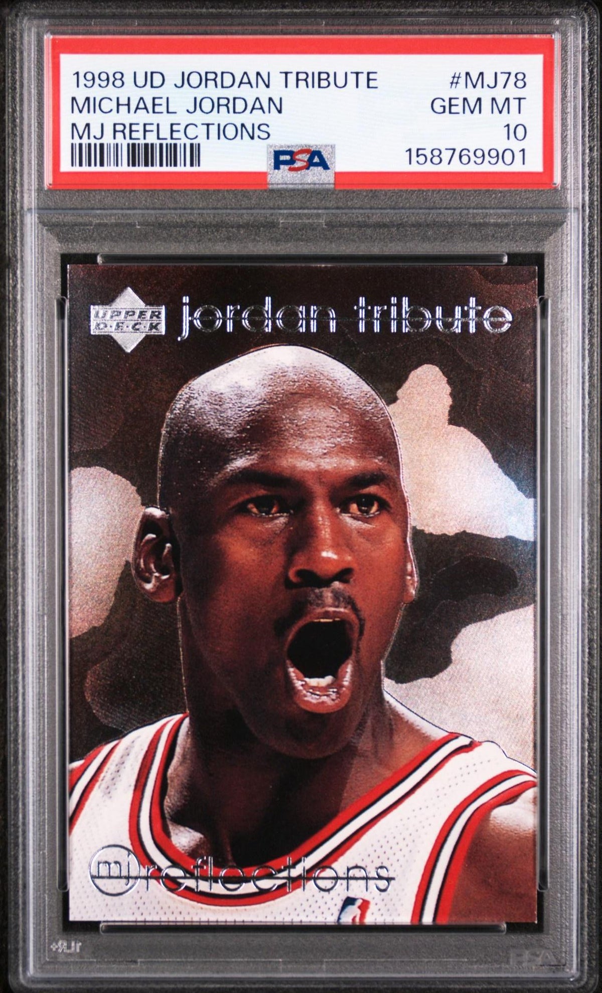 1998 UPPER DECK JORDAN TRIBUTE MJ78 MICHAEL JORDAN MJ REFLECTIONS PSA 10