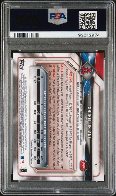 2018 Bowman - Shohei Ohtani #49 Rookie PSA 9