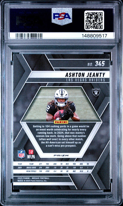 2025 Mosaic Ashton Jeanty #345 Rookie Silver PSA 10
